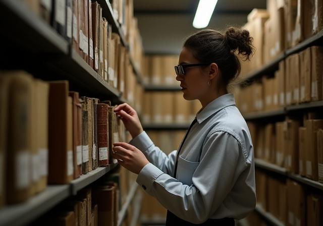 Bibliothécaire classant des archives